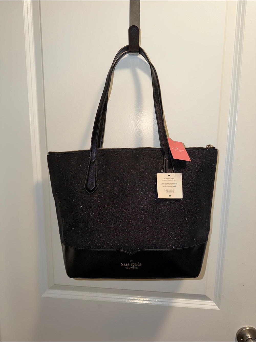 Kate spade lala Black Glitter Tote Bag
